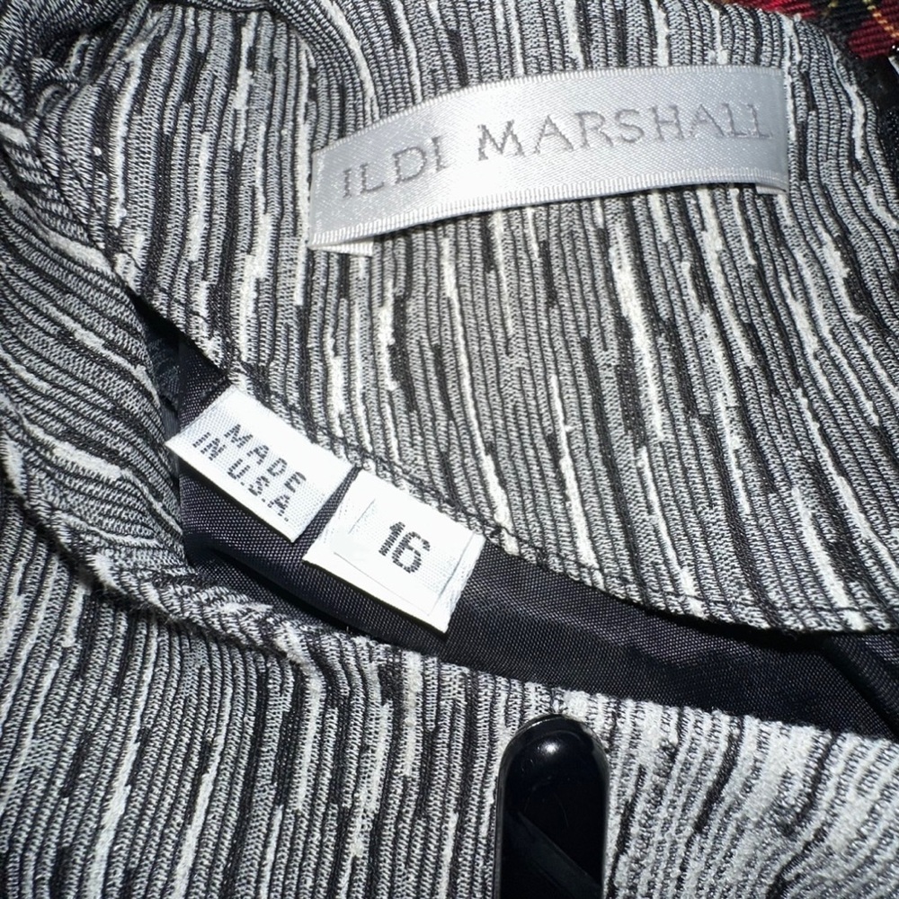 NWT VTG 80’s Ildi Marshall Gray Color Block Textured Long Sleeve Dress ~ Size 16 - Picture 3 of 13